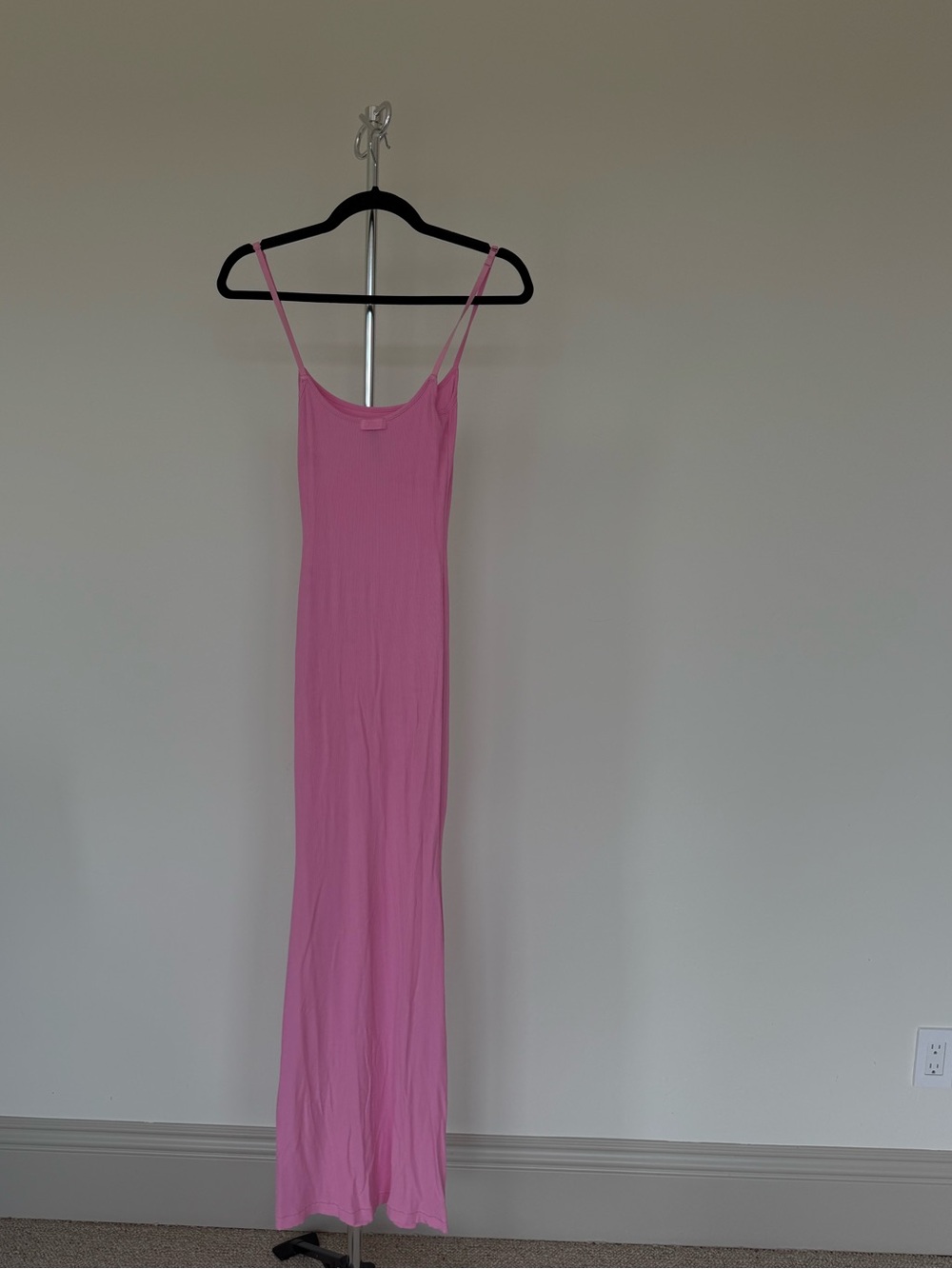 SKIMS Women’s Pink Maxi Slip Dress - Minimal Spaghetti Strap Style